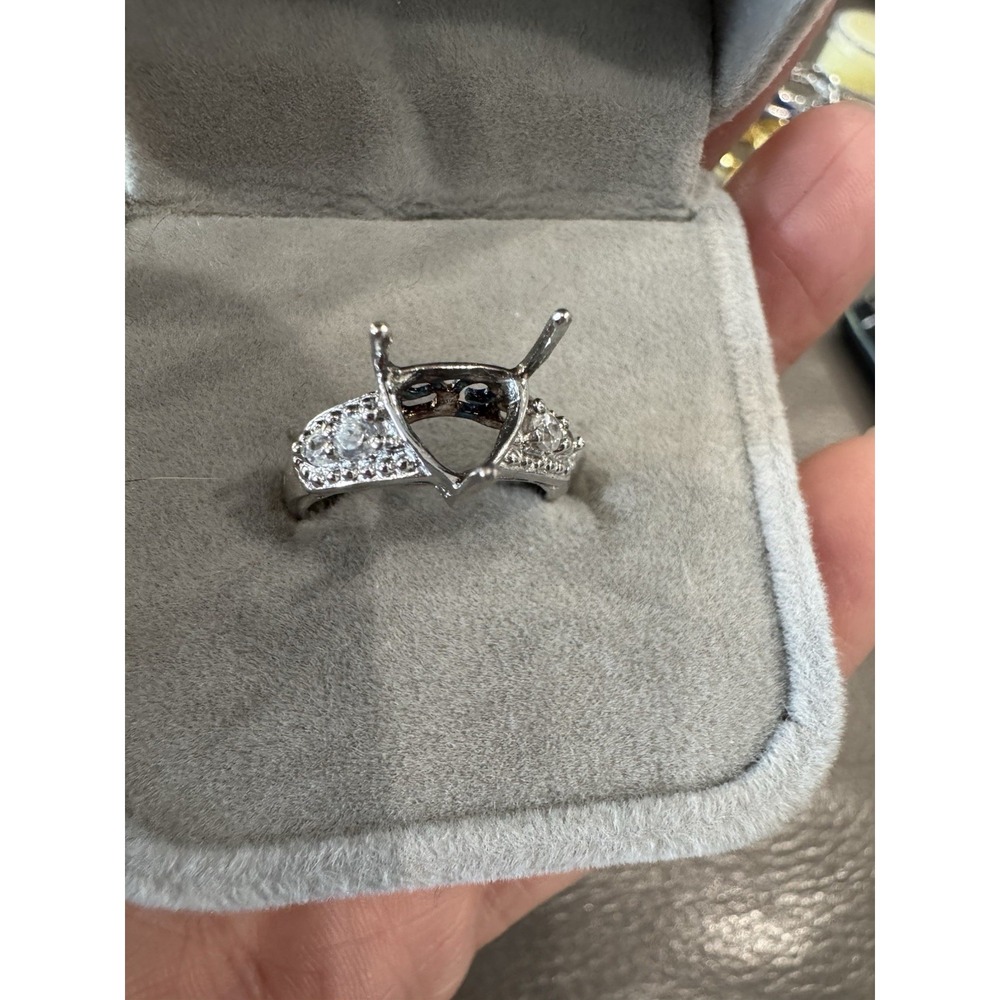Sterling Silver Semi Mount Ring With Sapphires Sz 5